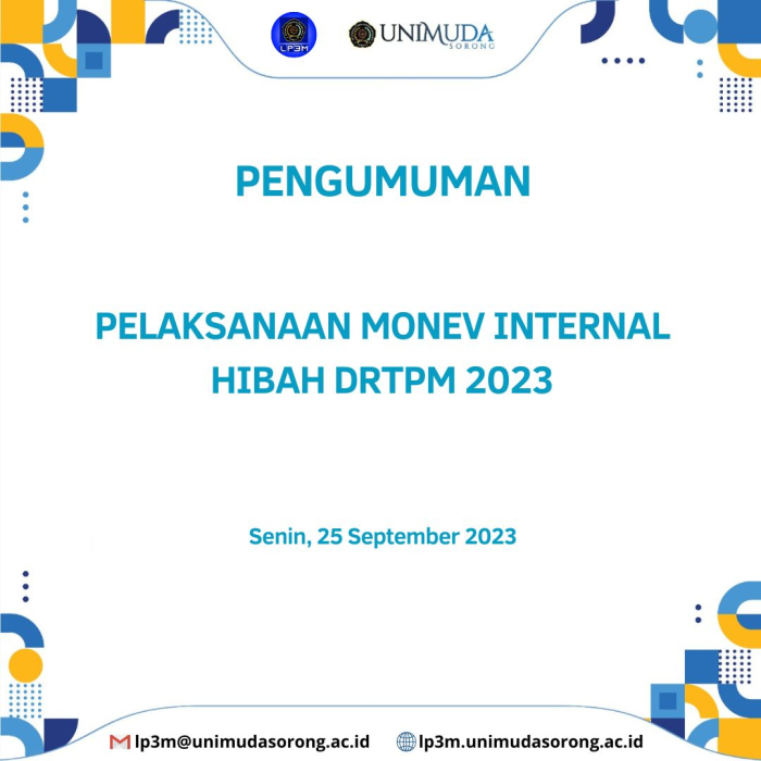 Pelaksanaan Monitoring dan Evaluasi Internal Program Hibah DRTPM 2023