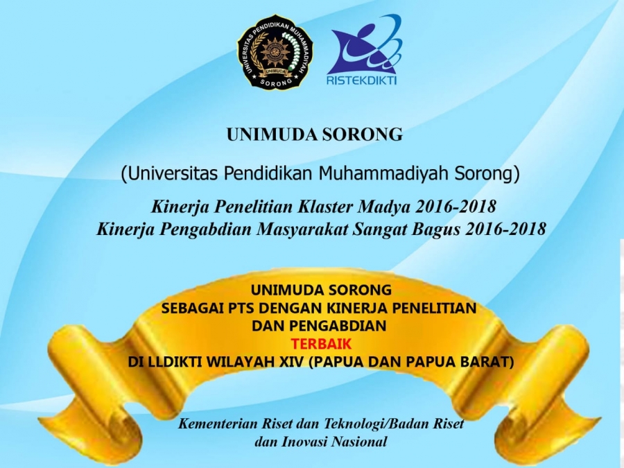 UNIMUDA Sorong Tempati Urutan Pertama PTS dengan Kinerja Penelitian dan Pengabdian tahun 2019 di LLDIKTI Wilayah XIV (Papua dan Papua Barat)